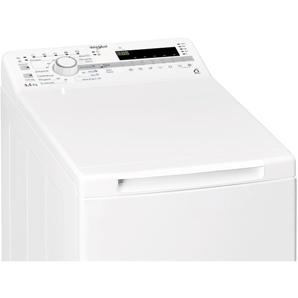 Masina de spalat rufe verticala WHIRLPOOL TDLR 55020S EU/N, 6th Sense, 5.5 kg, 1000rpm, Clasa E, alb
