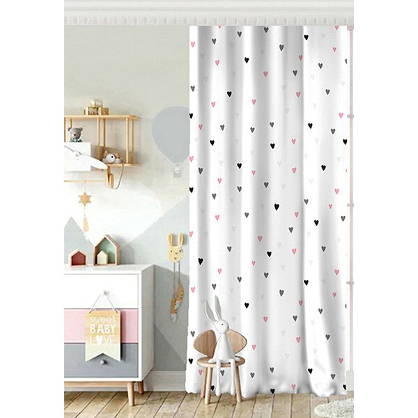 Draperie Mila Home Hearts, rejansa, 140 x 260 cm, semiopac, alb