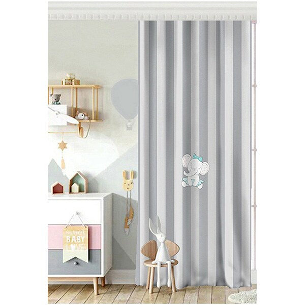Draperie Mila Home Elephant, rejansa, 140 x 260 cm, semiopac, gri-alb