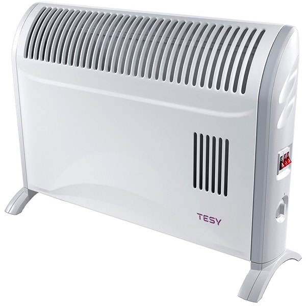 Convector electric de podea TESY CN204ZF, 3 trepte putere, 2000W, Ventilator incorporat, alb-gri