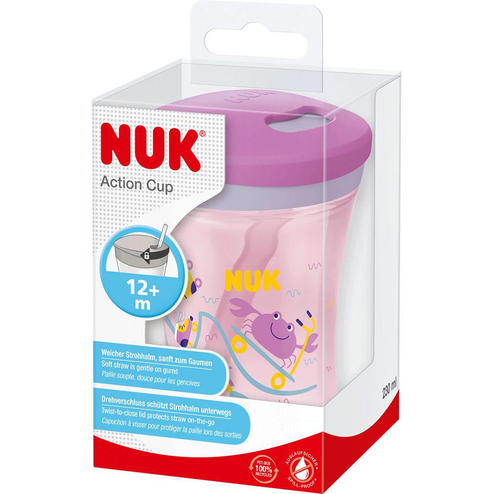 Cana NUK Action 10255600, 12 luni+, 230 ml, roz-mov