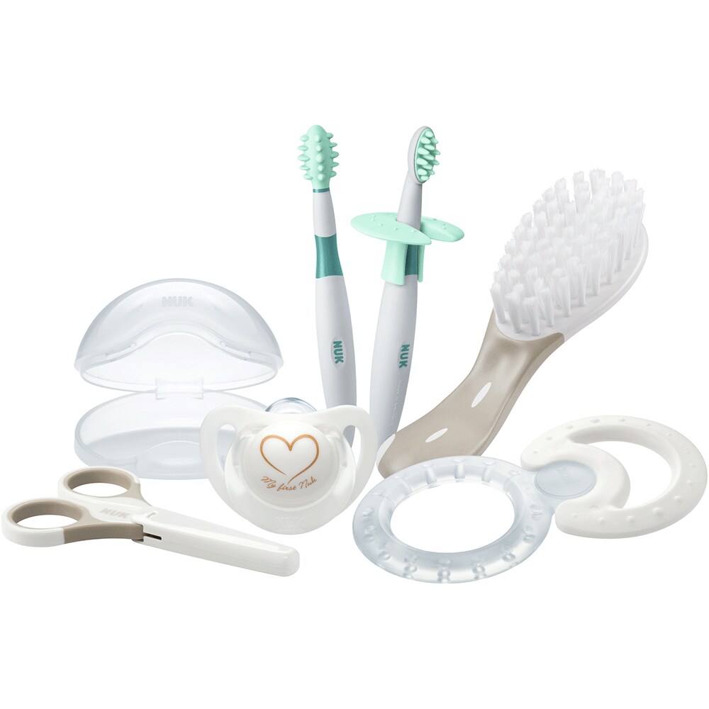 Kit ingrijire NUK Bun venit 10256412, 0 luni +, alb-gri