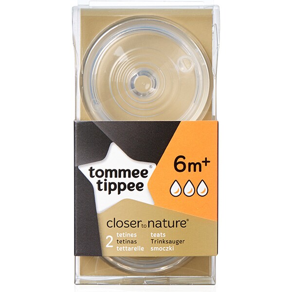 Set tetine TOMMEE TIPPEE, flux rapid, 6 luni+, 2 buc, transparent