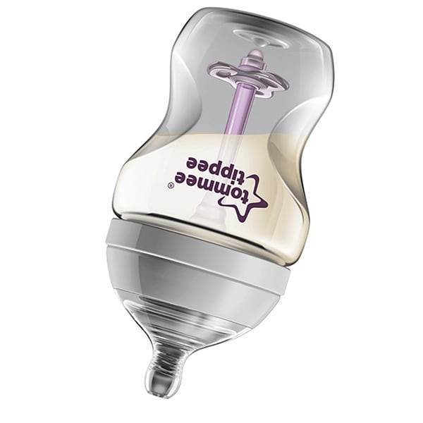 Biberon cu sistem de ventilatie TOMMEE TIPPEE Advanced, flux lent, 0 luni +, 150 ml, transparent