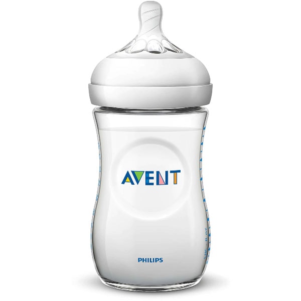 Set nou-nascut PHILIPS AVENT Natural SCD301/01: 2 biberoane 125ml + 2 biberoane 260ml + suzeta + perie curatare, 0-12 luni, alb-transparent