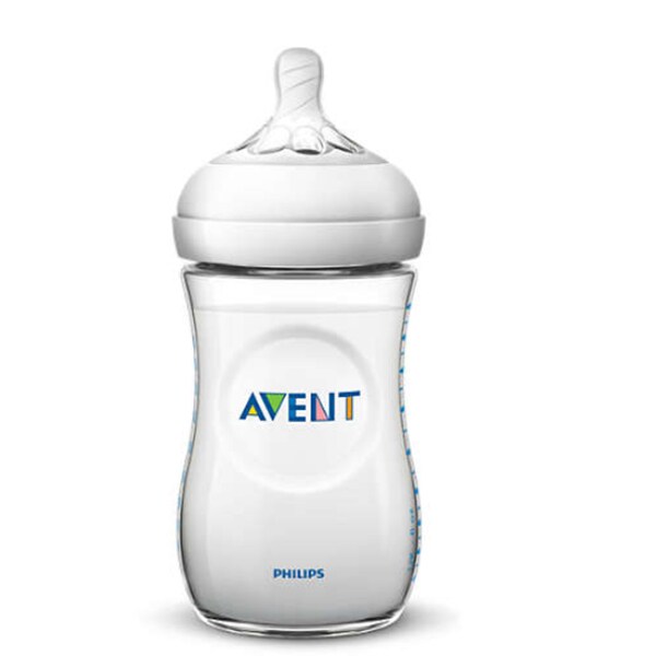 Biberon PHILIPS AVENT Natural SCF033/17, flux lent, 1 luna +, 260ml, transparent 