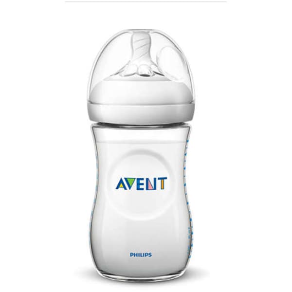 Biberon PHILIPS AVENT Natural SCF033/17, flux lent, 1 luna +, 260ml, transparent 