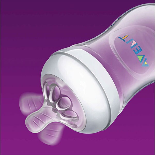 Biberon PHILIPS AVENT Natural SCF035/17, flux lent, 0-12 luni, 260ml, bleu-alb