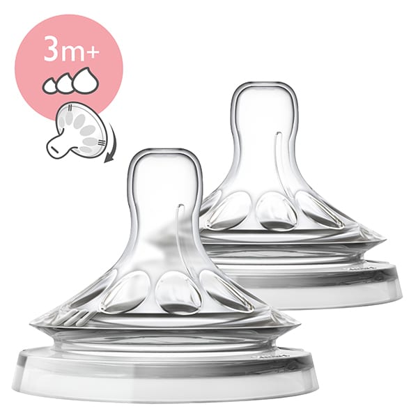 Set tetine PHILIPS AVENT Natural SCF045/27, flux variabil, 3 luni +, 2 buc, silicon