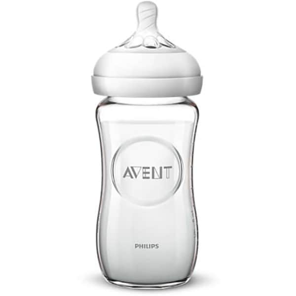 Biberon sticla PHILIPS AVENT Natural SCF053/17, flux lent, 1 luna+, 240ml, transparent