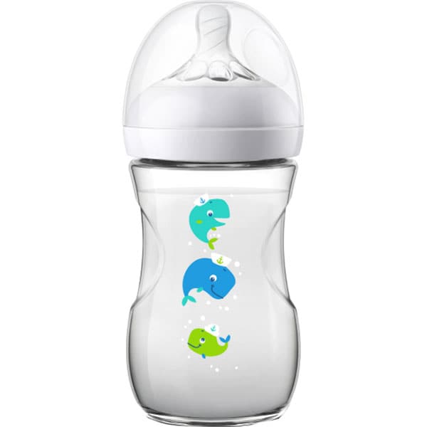 Biberon PHILIPS AVENT Natural SCF070/23, flux lent, 0-12 luni, 260ml, alb-transparent