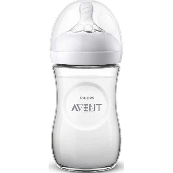 Biberon PHILIPS AVENT Natural SCF070/23, flux lent, 0-12 luni, 260ml, alb-transparent