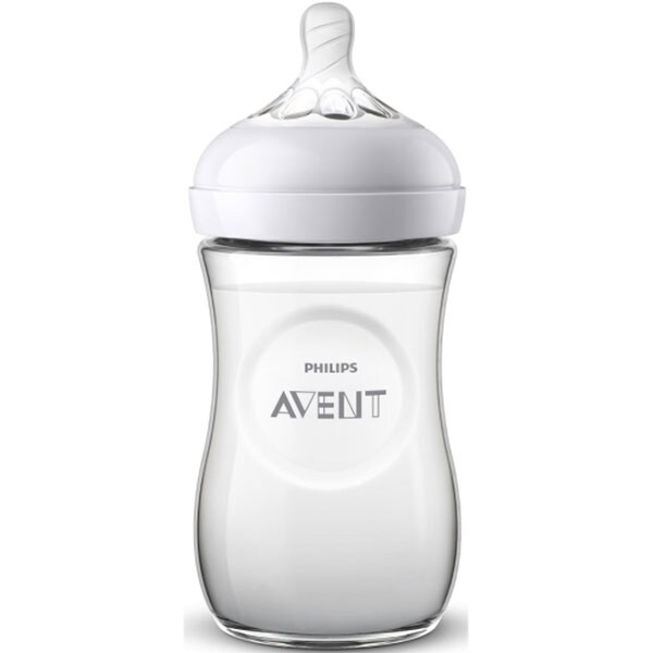 Biberon PHILIPS AVENT Natural SCF070/23, flux lent, 0-12 luni, 260ml, alb-transparent