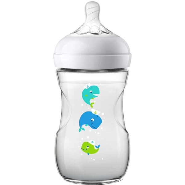 Biberon PHILIPS AVENT Natural SCF070/23, flux lent, 0-12 luni, 260ml, alb-transparent