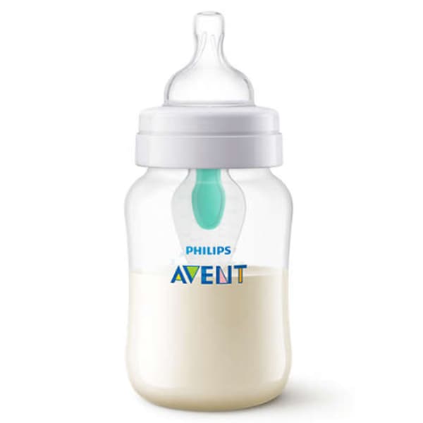 Biberon cu dispozitiv anticolici PHILIPS AVENT AirFree SCF813/14, flux mediu, 1 luna +, 260ml, transparent 
