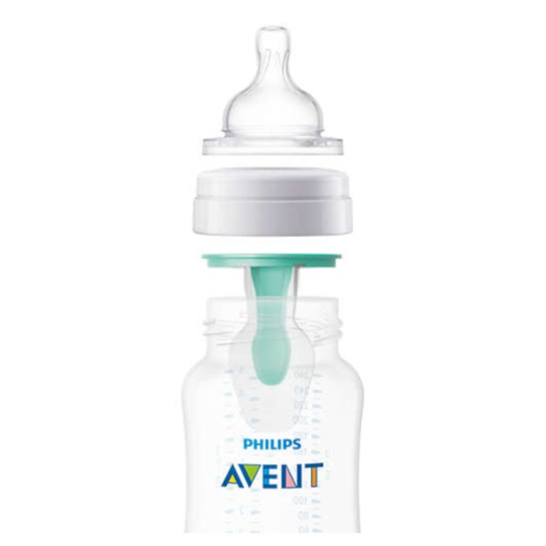 Biberon cu dispozitiv anticolici PHILIPS AVENT AirFree SCF813/14, flux mediu, 1 luna +, 260ml, transparent 