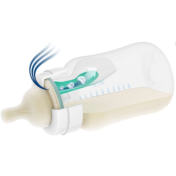Biberon cu dispozitiv anticolici PHILIPS AVENT AirFree SCF813/14, flux mediu, 1 luna +, 260ml, transparent 