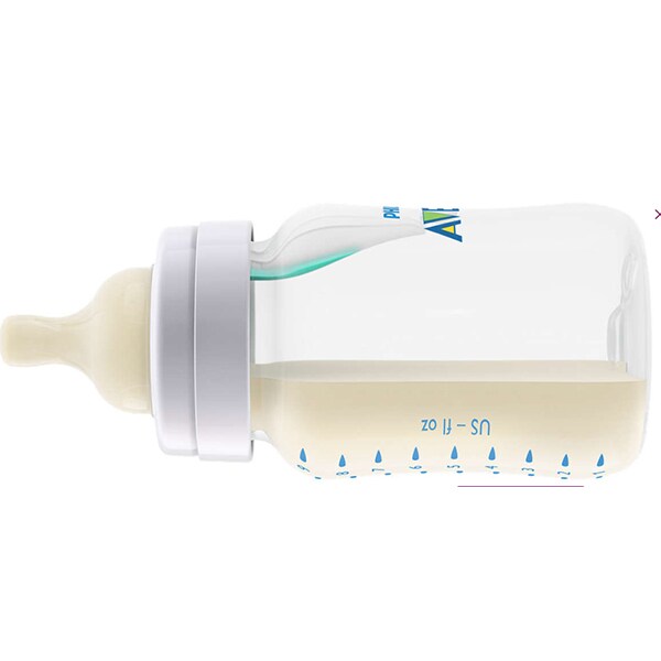 Biberon cu dispozitiv anticolici PHILIPS AVENT AirFree SCF813/14, flux mediu, 1 luna +, 260ml, transparent 