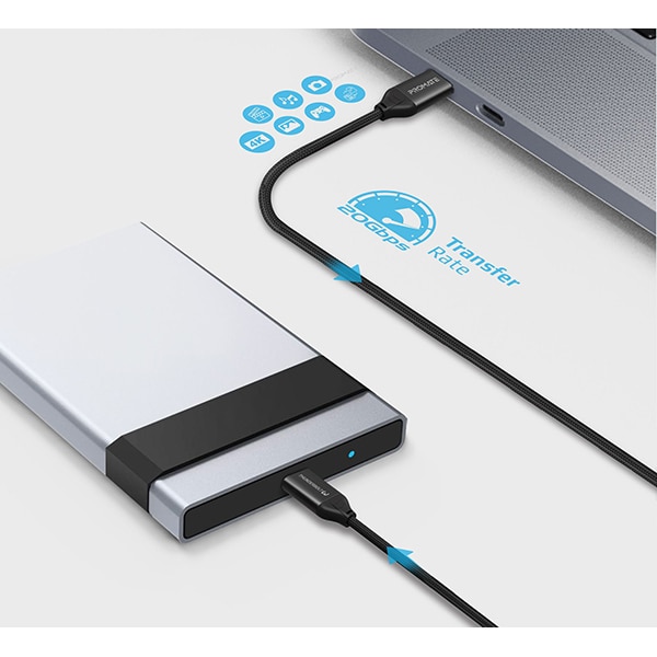 Cablu USB-C Thunderbolt 3 PROMATE THUNDERLINK-C20+, 1.5m, negru