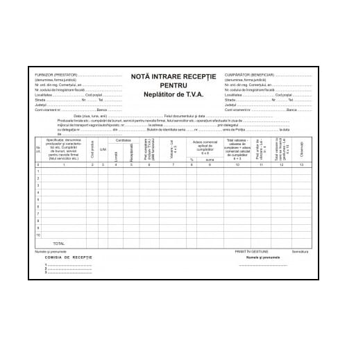 Nota de intrare-receptie VOLUM, 100 file x 3 carnete