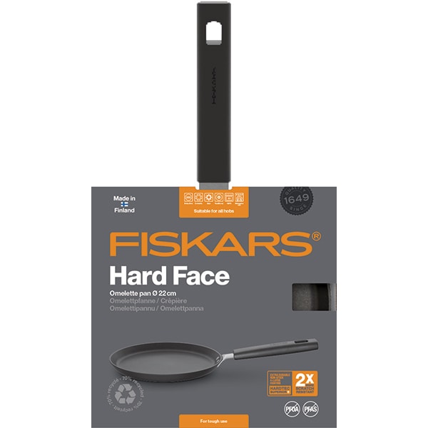 Tigaie pentru clatite FISKARS Hard Face 1052229, 22cm, aluminiu, negru
