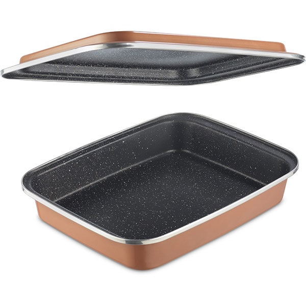 Tava 2 in 1 DELIMANO Stone Legend Copperlux 110036552, 40x30cm, otel, maro