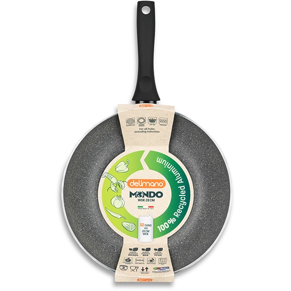 Tigaie Wok DELIMANO Mondo, 28cm, aluminiu, negru
