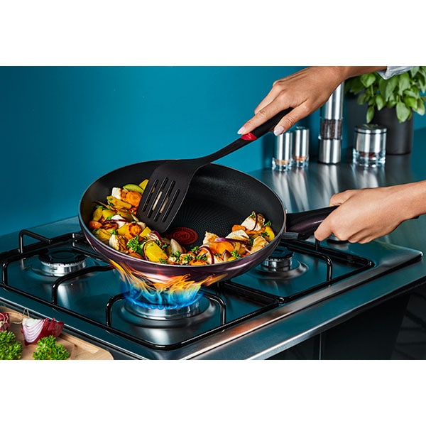 Tigaie TEFAL Resist D5220483, 24cm, aluminiu, Thermo Signal, mov