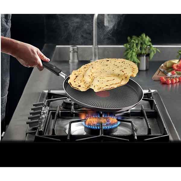 Tigaie clatite TEFAL Resist D5221083, 25cm, aluminiu, Thermo Signal, mov