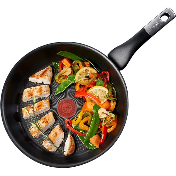 Tigaie TEFAL Unlimited G2550472, 24cm, aluminiu, invelis antiaderent, Thermo Signal, negru