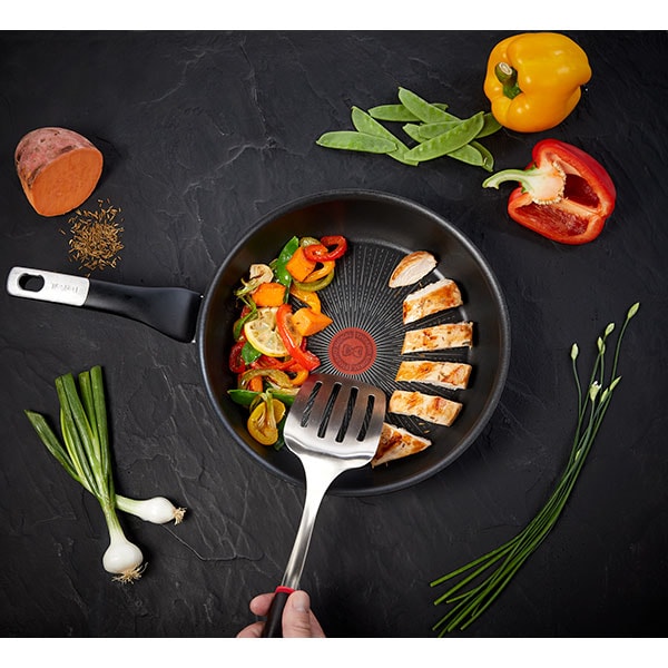 Tigaie TEFAL Unlimited G2550472, 24cm, aluminiu, invelis antiaderent, Thermo Signal, negru
