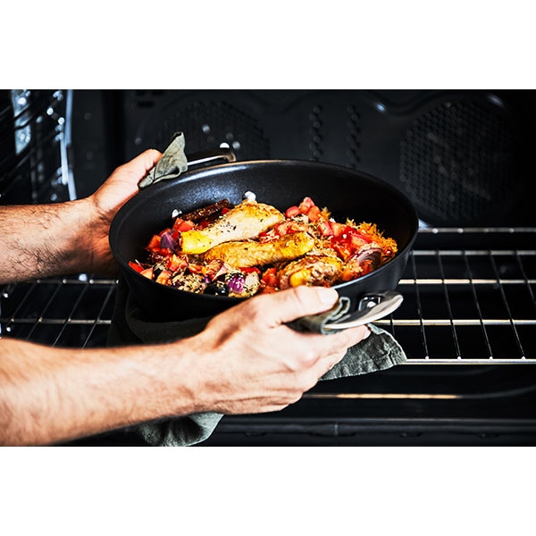 Cratita cu capac TEFAL Unlimited G2557172, 3.5l, 26cm, aluminiu, Thermo Signal, negru