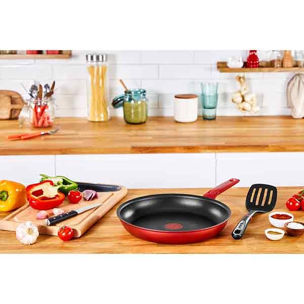 Tigaie TEFAL Daily Chef G2730472, 24cm, aluminiu, Thermo Signal, rosu