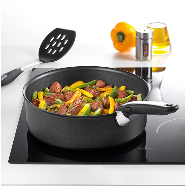 Set tigai TEFAL Ingenio Essential Wok, 2 piese, 24cm, aluminiu, negru