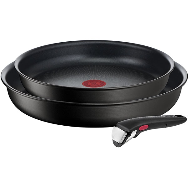Set vase TEFAL Ingenio Unlimited L7638942, 3 piese, 24-28cm, aluminiu, negru