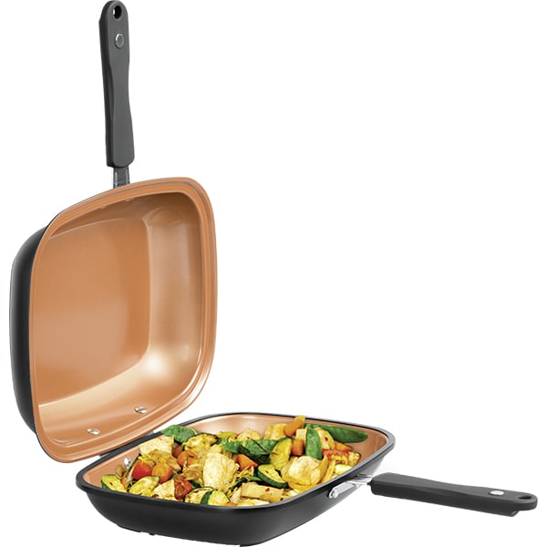 Tigaie grill dubla MEDIASHOP Livington Black Doubletta Basic, 30x24cm, negru