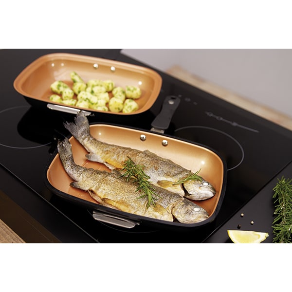 Tigaie grill dubla MEDIASHOP Livington Black Doubletta Basic, 30x24cm, negru