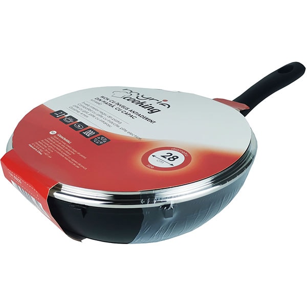 Tigaie Wok MYRIA MY4440, 28cm, aliaj aluminiu, negru