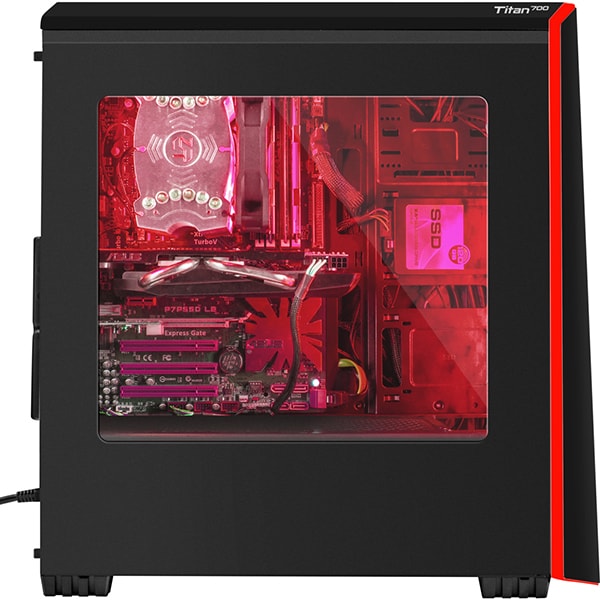 Carcasa PC GENESIS Titan 700 Red, USB 3.0, fara sursa, negru