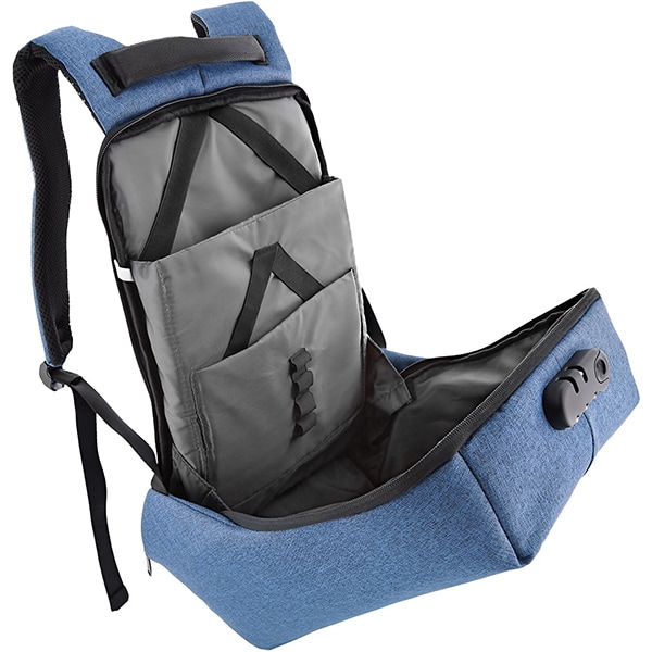 Rucsac laptop TELLUR Antifurt V2, cu port USB, 15.6", albastru