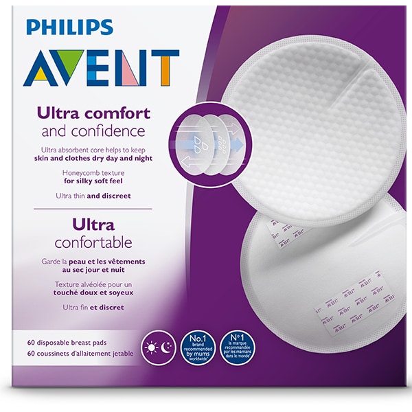 Tampoane pentru san PHILIPS AVENT SCF254/61, 60 buc, alb