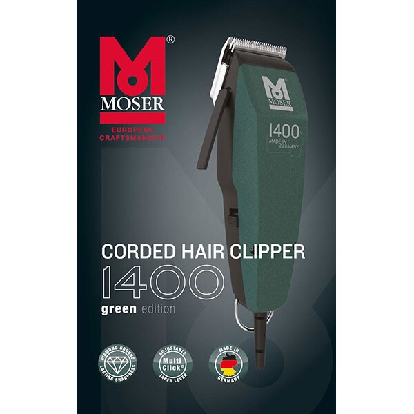 Aparat de tuns MOSER 1400 Green Edition, 7 trepte, 0.7 - 18 mm, verde