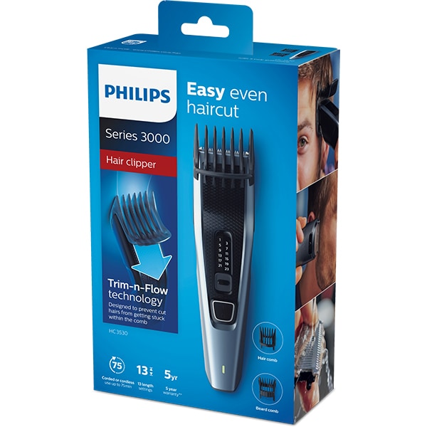 Aparat de tuns PHILIPS Series 3000 HC3530/15, 13 trepte, acumulator, negru-bleu