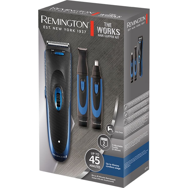 Aparat de tuns REMINGTON HC910, acumulator, 45 min autonomie, negru + Trimmer, negru + Aparat de tuns de precizie, negru