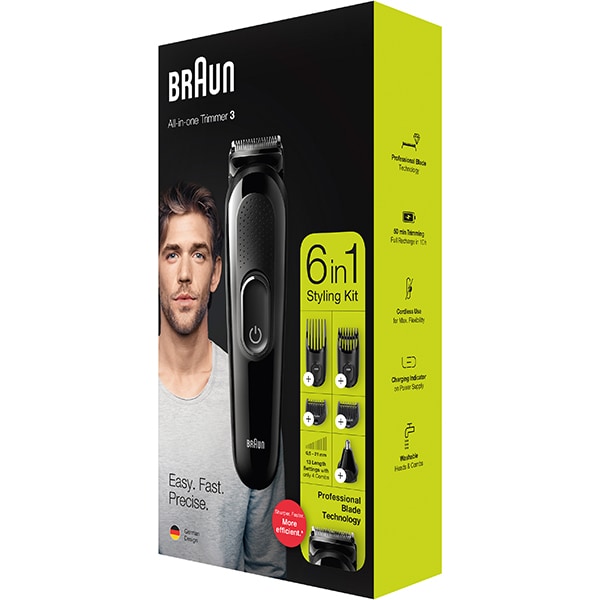 Aparat de tuns multifunctional 6 in 1 BRAUN MGK3220, acumulator, 50 min autonomie, negru