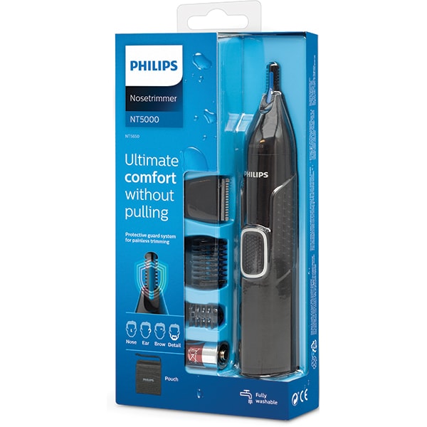 Trimmer nas / urechi / sprancene PHILIPS NT5650/16, baterie, negru