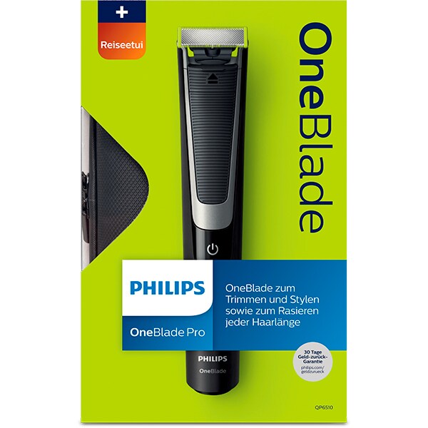 Pachet PHILIPS OneBlade Pro+ Trusa calatorie QP6510/64, acumulator, autonomie 60 min, Pieptene cu 12 lungimi, argintiu
