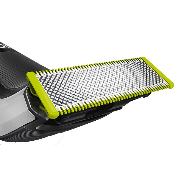 Aparat hibrid de barbierit si tuns barba Philips OneBlade Pro QP6520/20, acumulator, autonomie 90 min, Pieptene cu 14 lungimi, Afisaj digital, argintiu