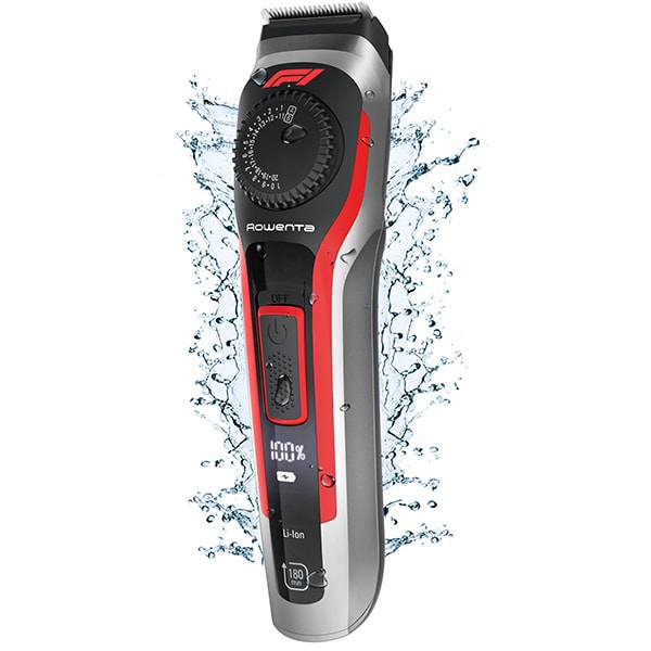 Aparat de tuns barba ROWENTA Formula 1 TN384MF0, acumulator, 180 min autonomie, rosu