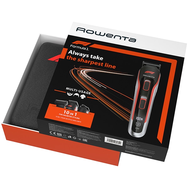 Aparat de tuns multifunctional ROWENTA Formula 1 TN944MF0, acumulator, 120 min autonomie, rosu